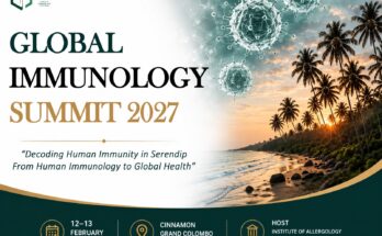 Global Immunology Summit 2027 poster announcing the international immunology conference in Colombo, Sri Lanka, on 12–13 February 2027